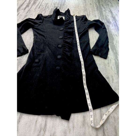 Kut from the Kloth Ruffle Black Knit Jacket Coat Woman Size Medium Buttons - Picture 9 of 9